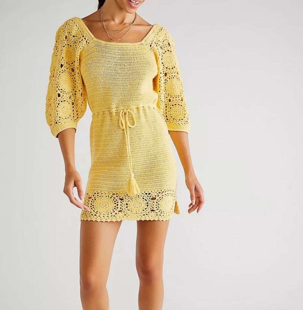 LET THE SUNSHINE IN CHROCHET MIDI DRESS. NEW WITH TAG. SOLD  ON FREE PEOPLE.